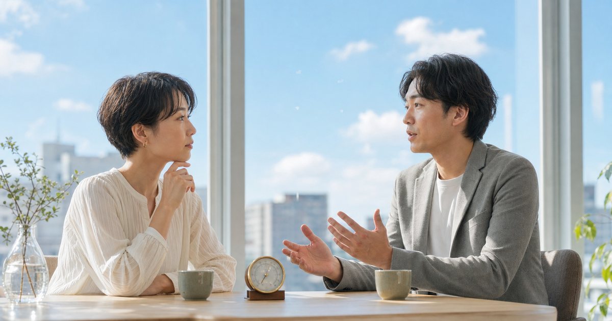 気圧の変化について穏やかに話す二人